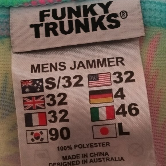 FUNKY TRUNKS SWIM JAMMER, NEON PALM PRINT, SIZE 32" (Pre-Owned) - Picture 4 of 7